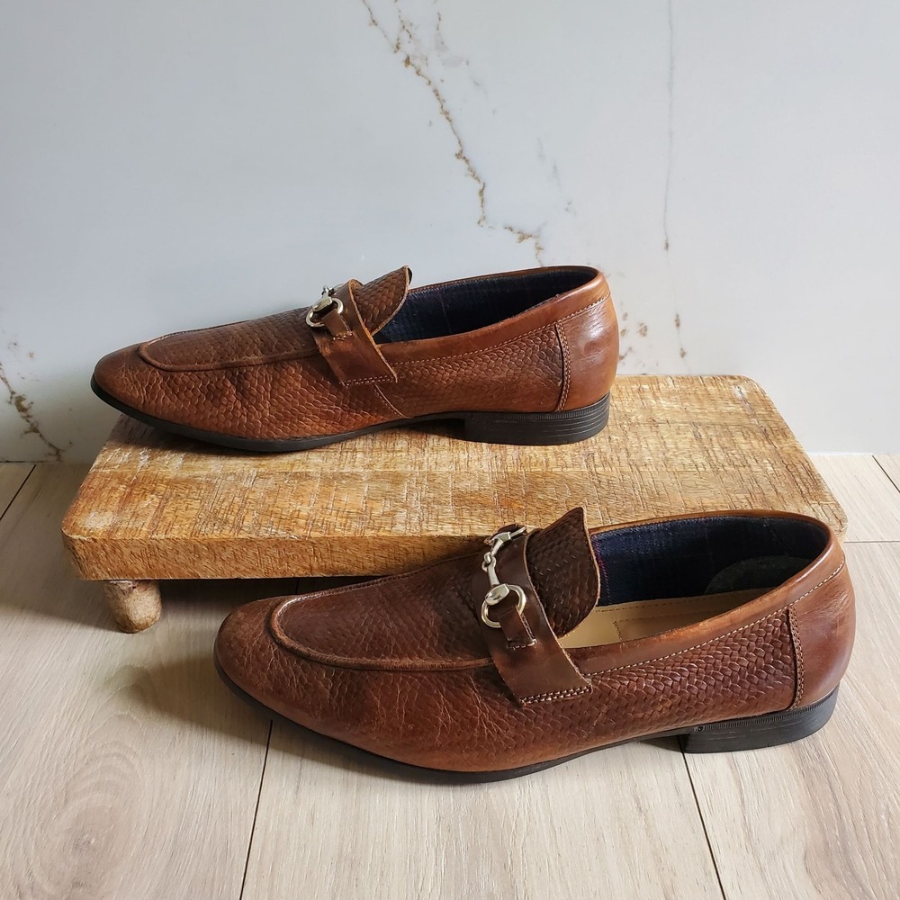 Steve Madden Shoes Mens 12 Brown Leather Alain Slip On Dress Bit Loafers